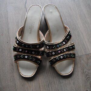 Vintage Beaded Slippers Sandals Womens Size 7